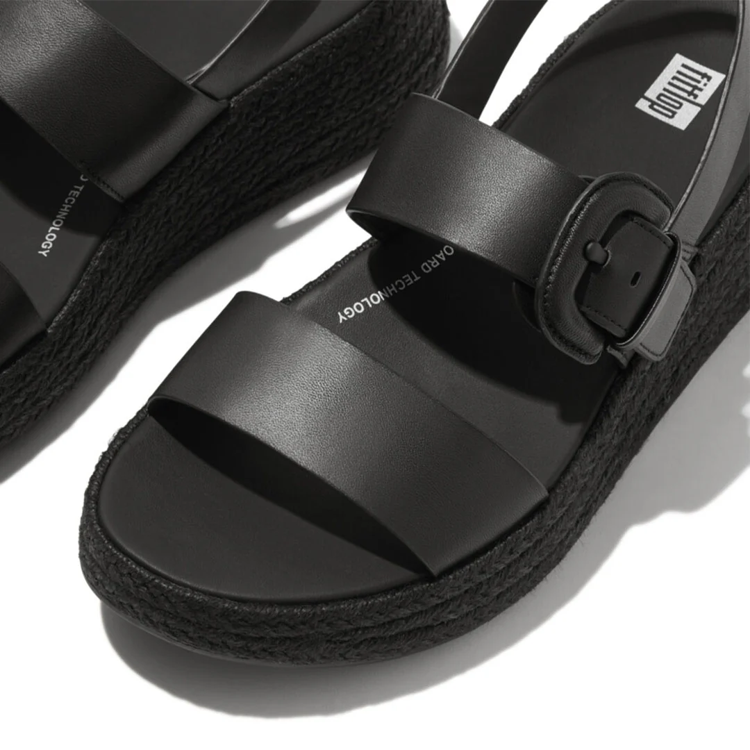 F-MODE Espadrille Buckle Leather Flatform Sandals - Image 3