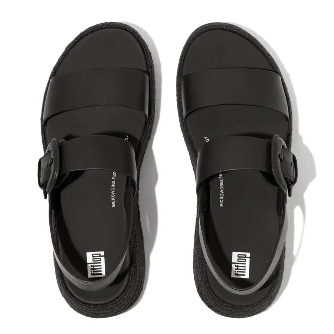 F-MODE Espadrille Buckle Leather Flatform Sandals - Image 5
