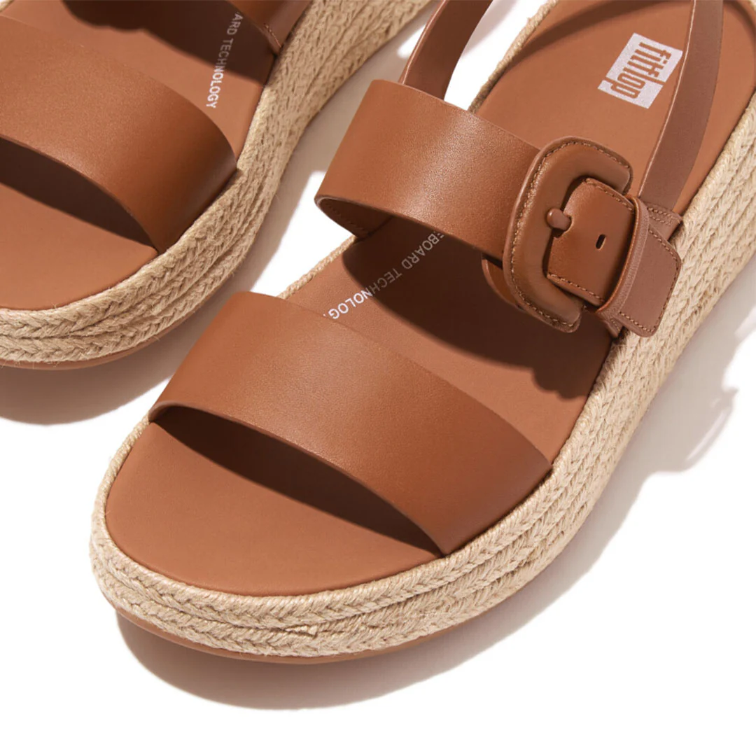 F-MODE Espadrille Buckle Leather Flatform Sandals - Image 3