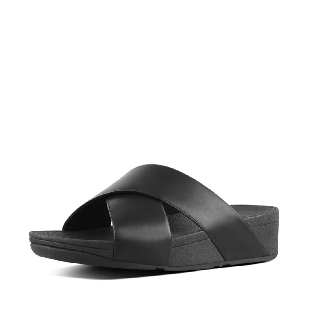 LULU Cross Slide Leather Sandals - Image 3