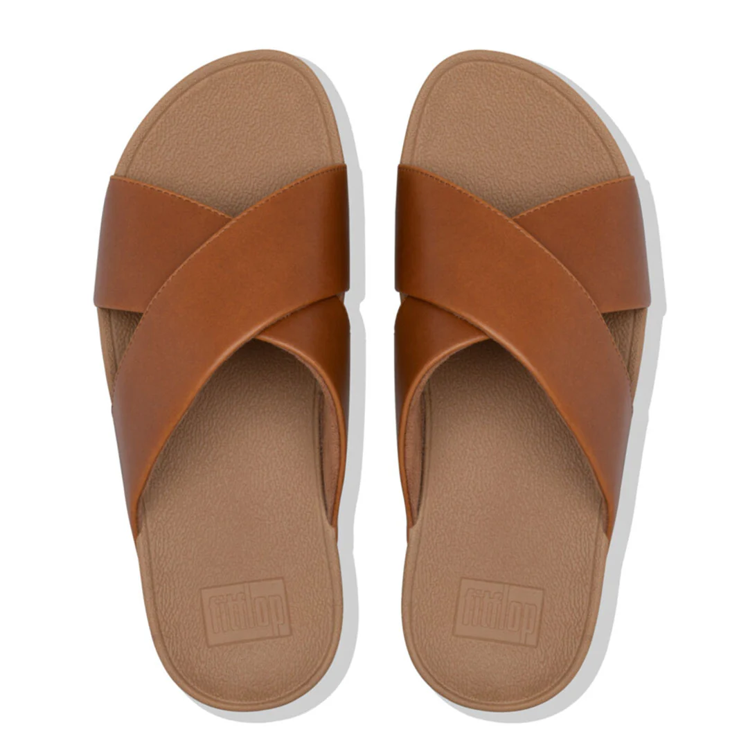 LULU Cross Slide Leather Sandals - Image 3