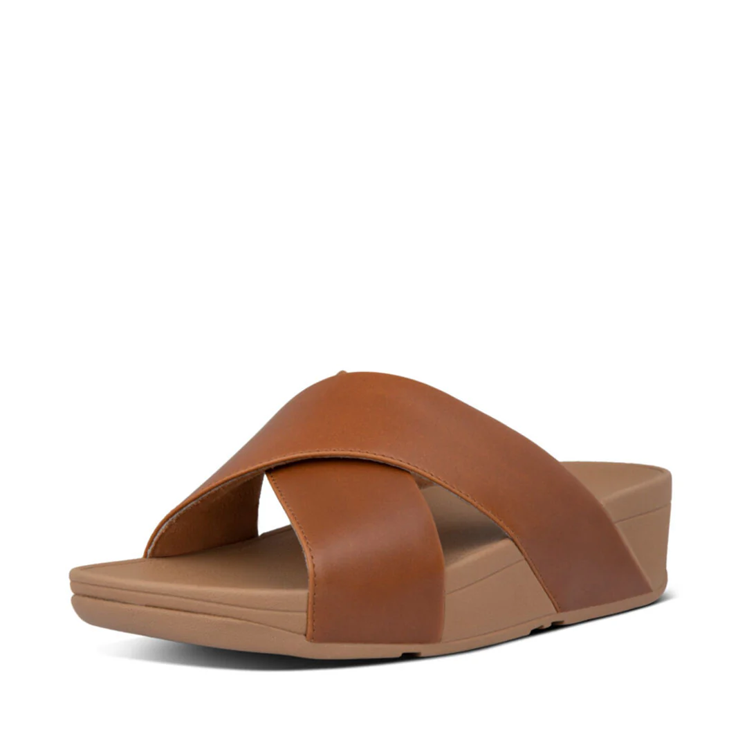 LULU Cross Slide Leather Sandals - Image 4