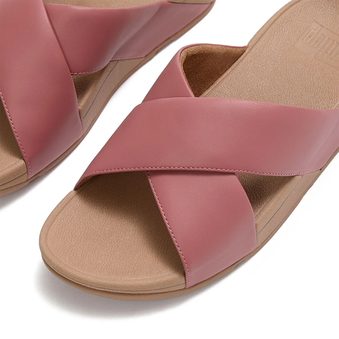 LULU Cross Slide Leather Sandals - Image 4