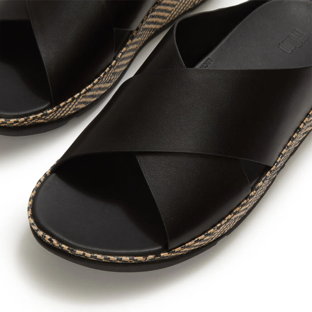 LULU Lux Graphic-weave Leather Cross Slides - Image 3