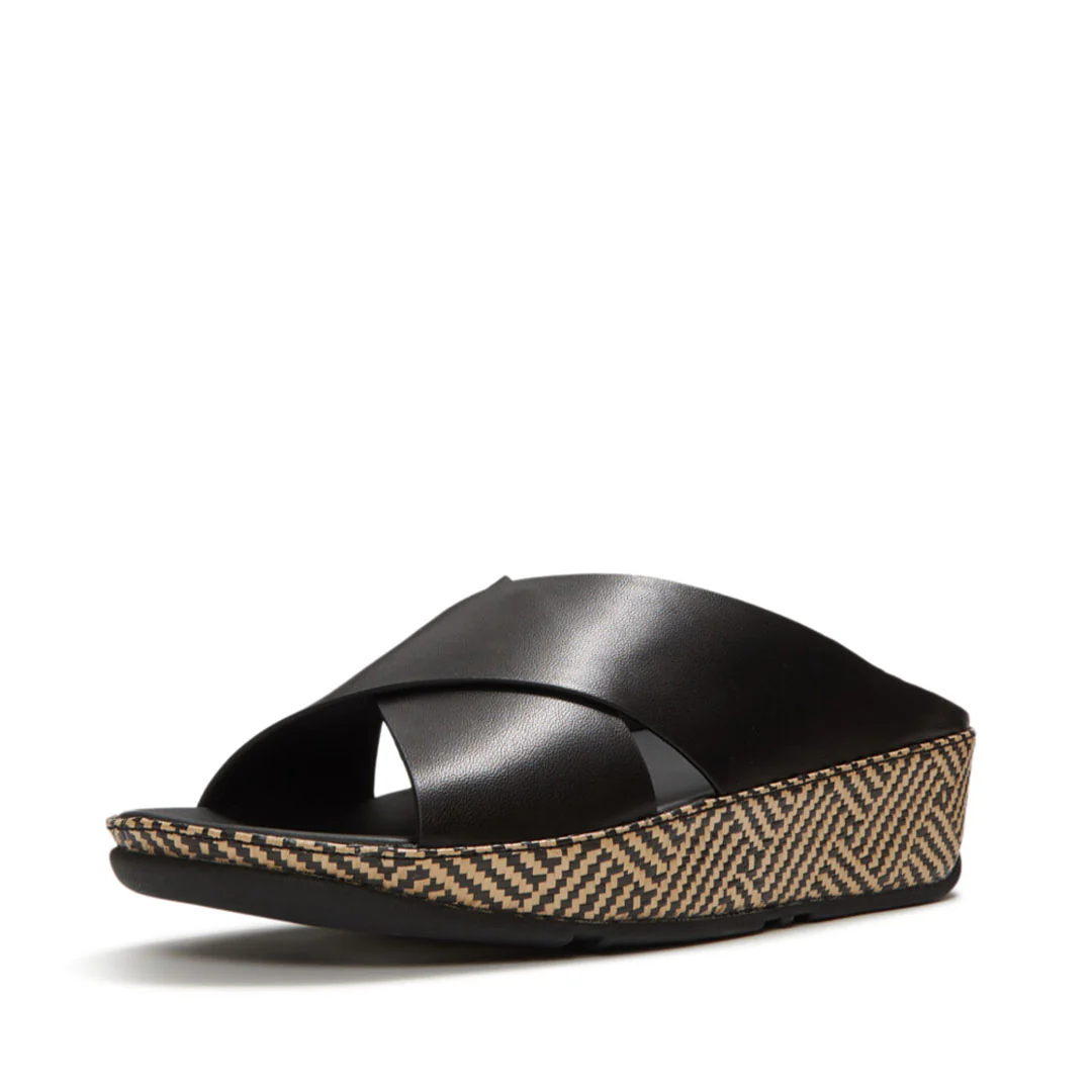 LULU Lux Graphic-weave Leather Cross Slides - Image 4
