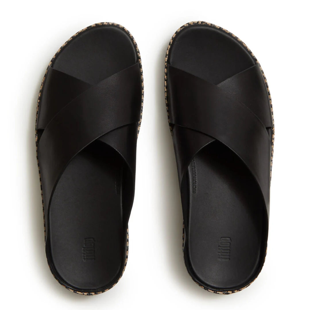 LULU Lux Graphic-weave Leather Cross Slides - Image 5