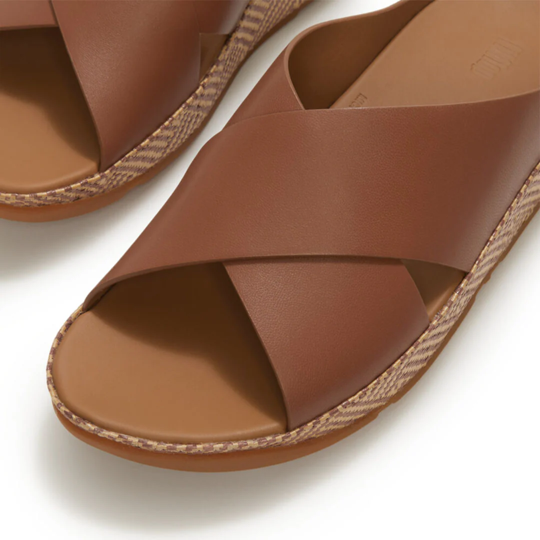 LULU Lux Graphic-weave Leather Cross Slides - Image 3