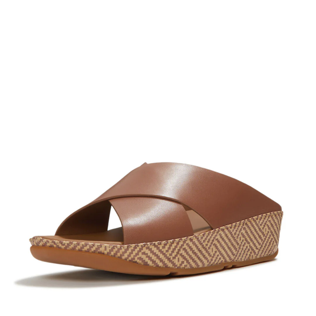 LULU Lux Graphic-weave Leather Cross Slides - Image 4