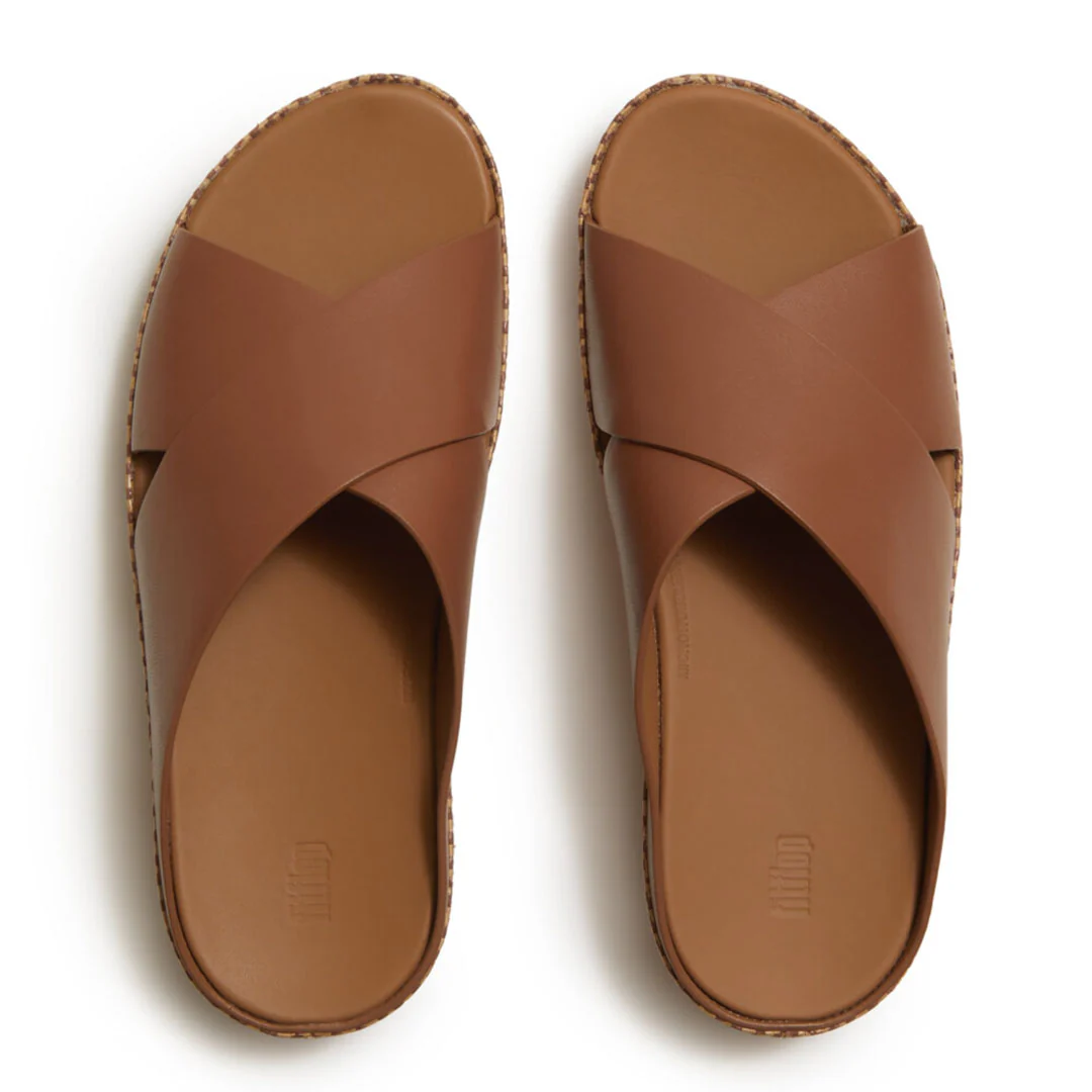 LULU Lux Graphic-weave Leather Cross Slides - Image 5