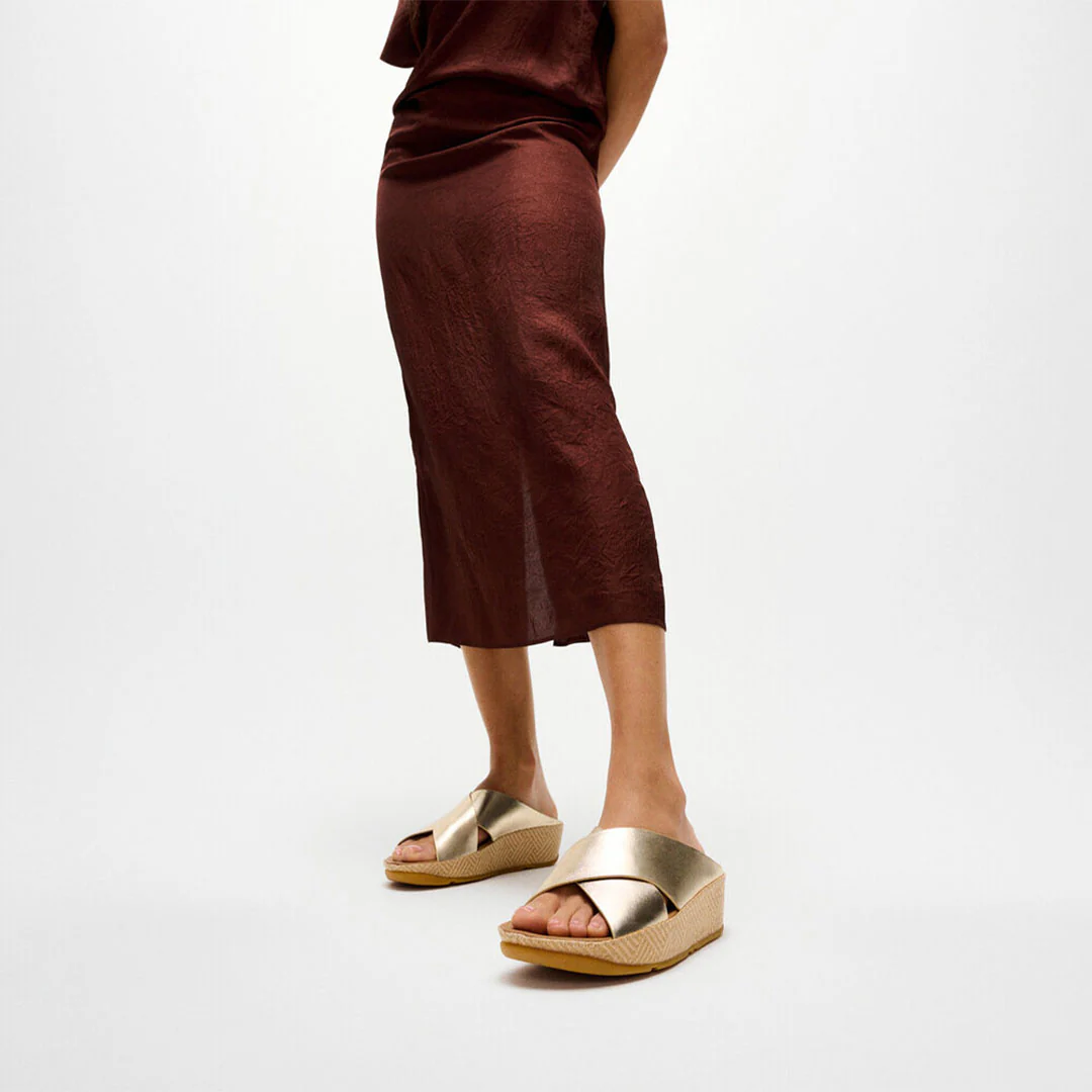 LULU Lux Graphic-weave Leather Cross Slides - Image 2
