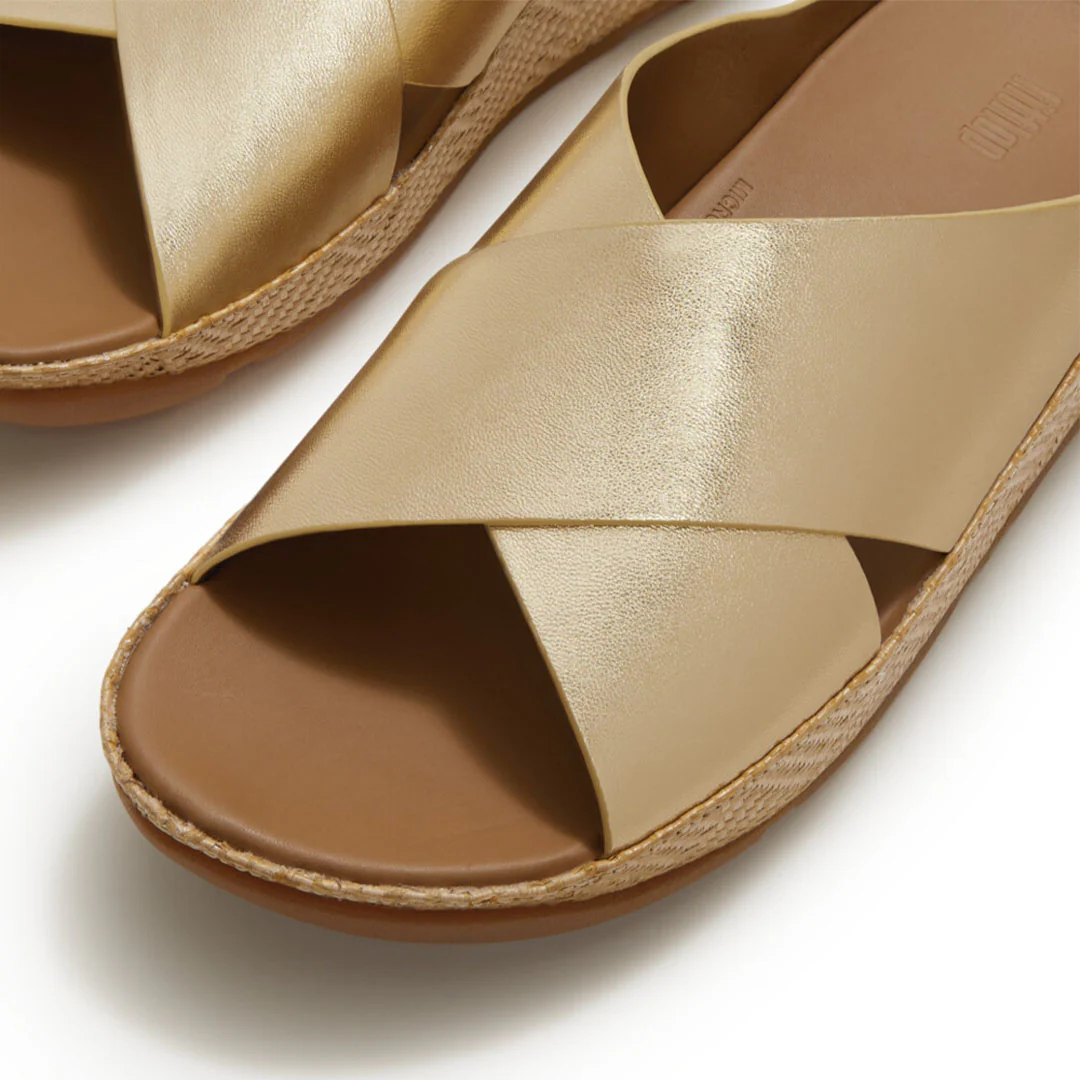 LULU Lux Graphic-weave Leather Cross Slides - Image 3
