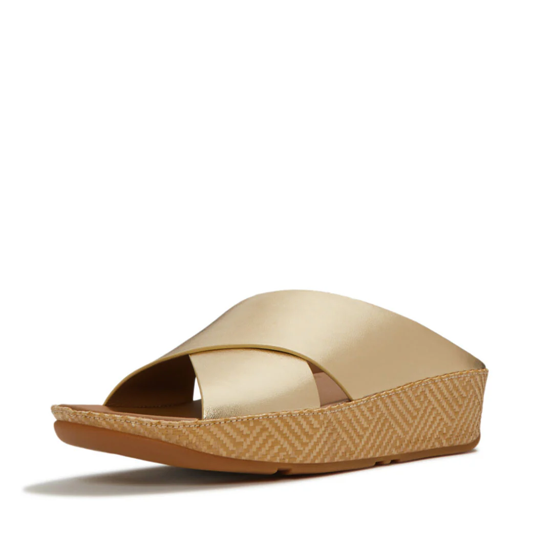 LULU Lux Graphic-weave Leather Cross Slides - Image 4