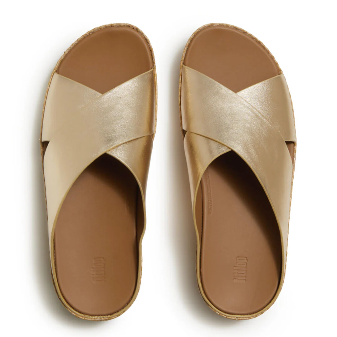 LULU Lux Graphic-weave Leather Cross Slides - Image 5