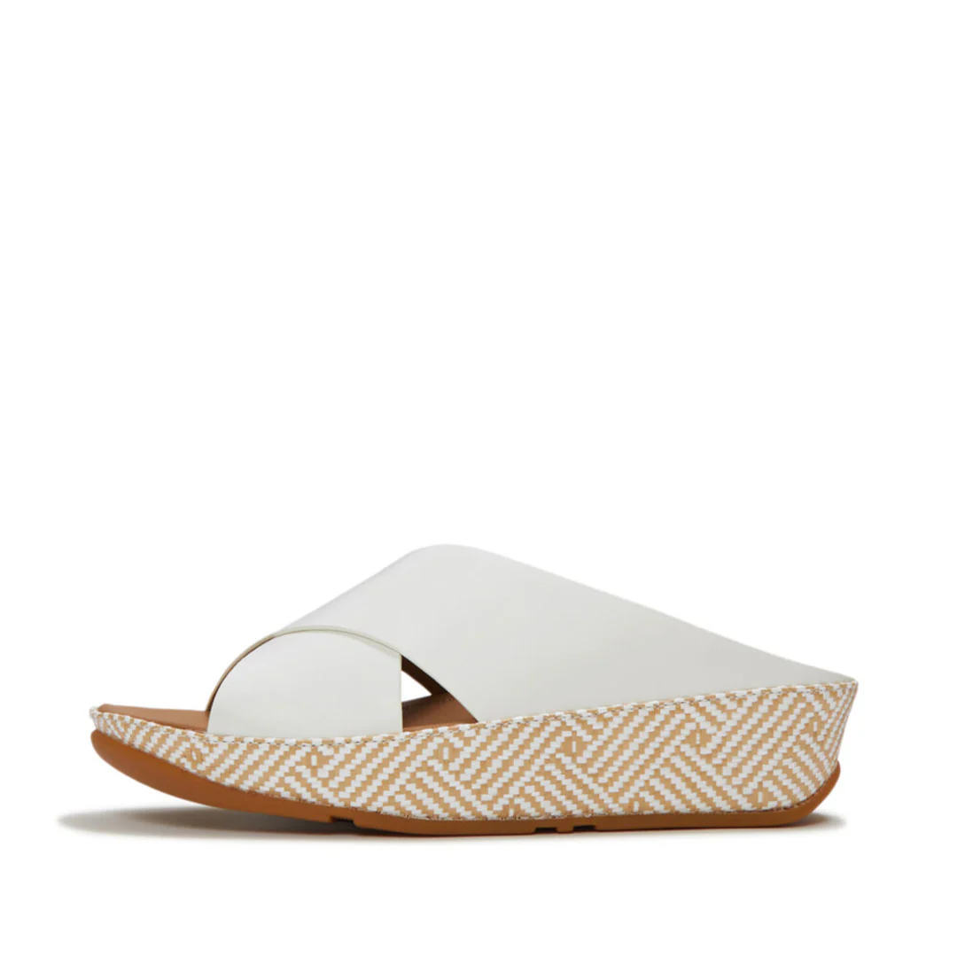 LULU Lux Graphic-weave Leather Cross Slides