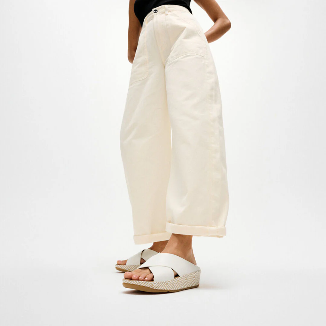 LULU Lux Graphic-weave Leather Cross Slides - Image 2