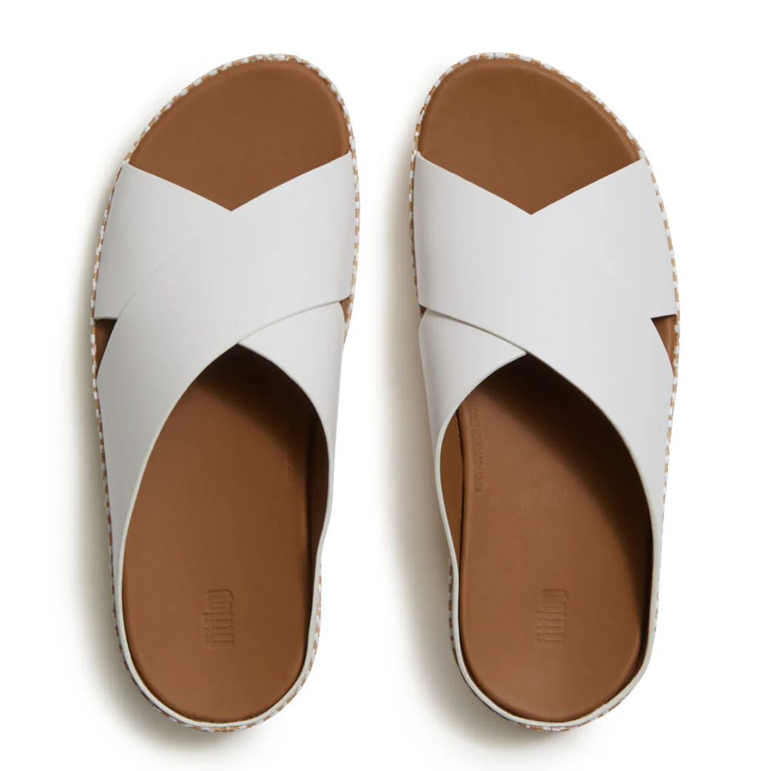 LULU Lux Graphic-weave Leather Cross Slides - Image 3