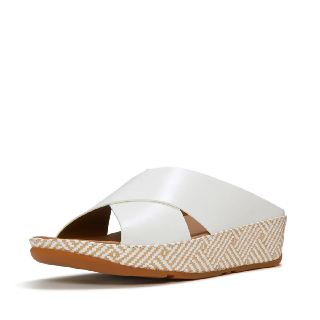 LULU Lux Graphic-weave Leather Cross Slides - Image 4