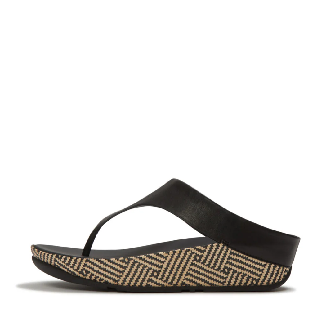 LULU Lux Graphic-weave Leather Toe-post Sandals