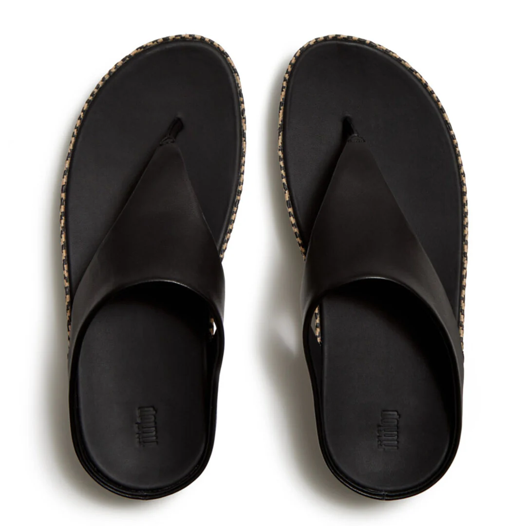LULU Lux Graphic-weave Leather Toe-post Sandals - Image 3