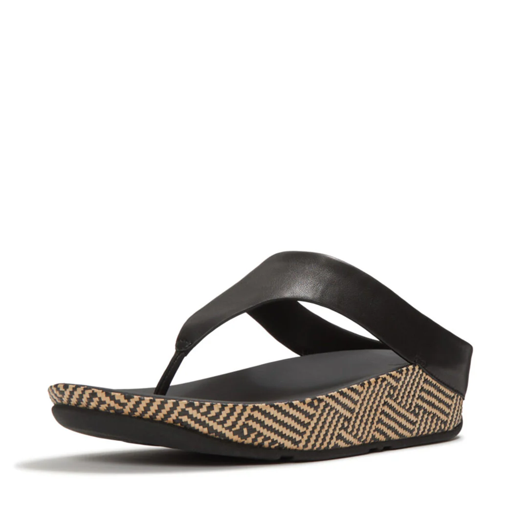 LULU Lux Graphic-weave Leather Toe-post Sandals - Image 5