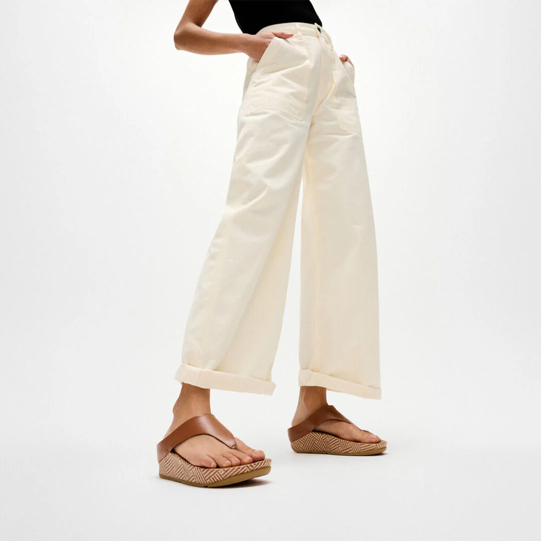 LULU Lux Graphic-weave Leather Toe-post Sandals - Image 2
