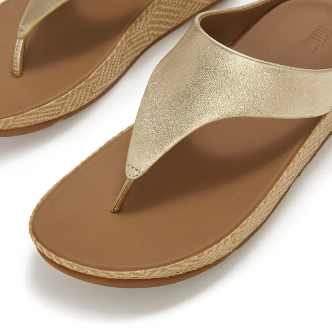 LULU Lux Graphic-weave Leather Toe-post Sandals - Image 3
